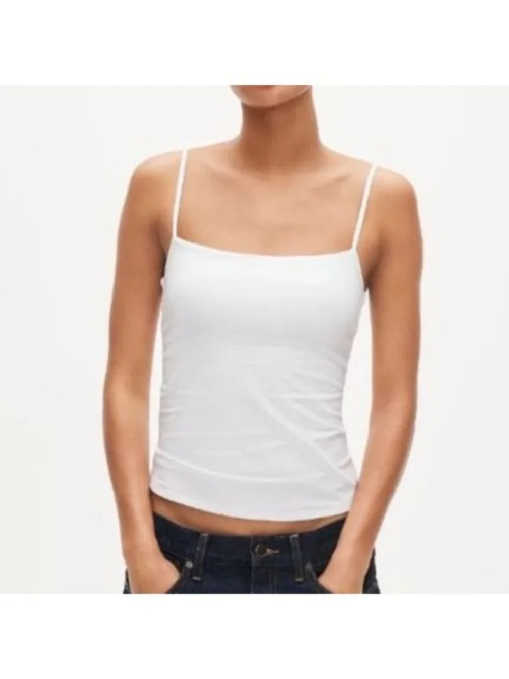 NWT J.Crew Tank Top Sz S Brown Stretch Cotton Shelf-Bra Slim Fitted Staple Basic